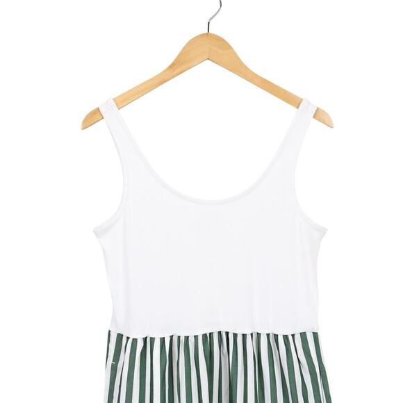 J.Crew Factory Striped Tiered Knit Mixy Midi Dress Green White Size Medium NWT - Picture 3 of 8